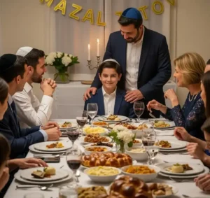 photo du shabbat barmitsva avec sa famille