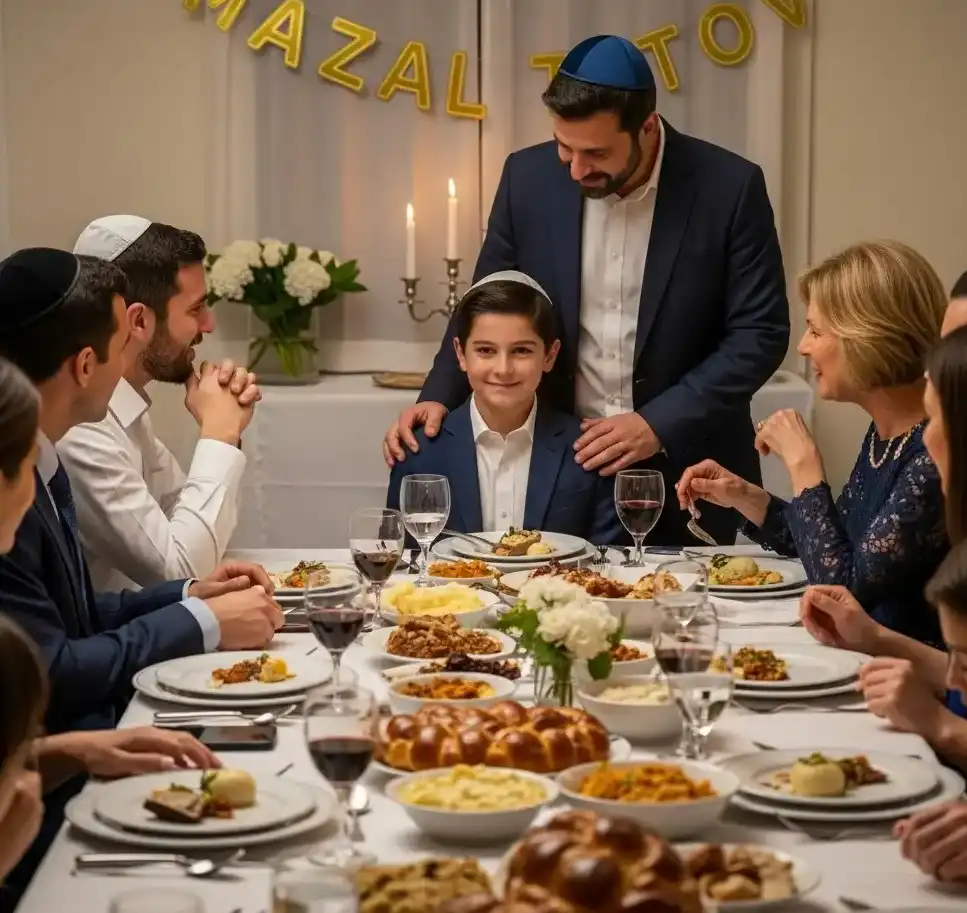 photo du shabbat barmitsva avec sa famille